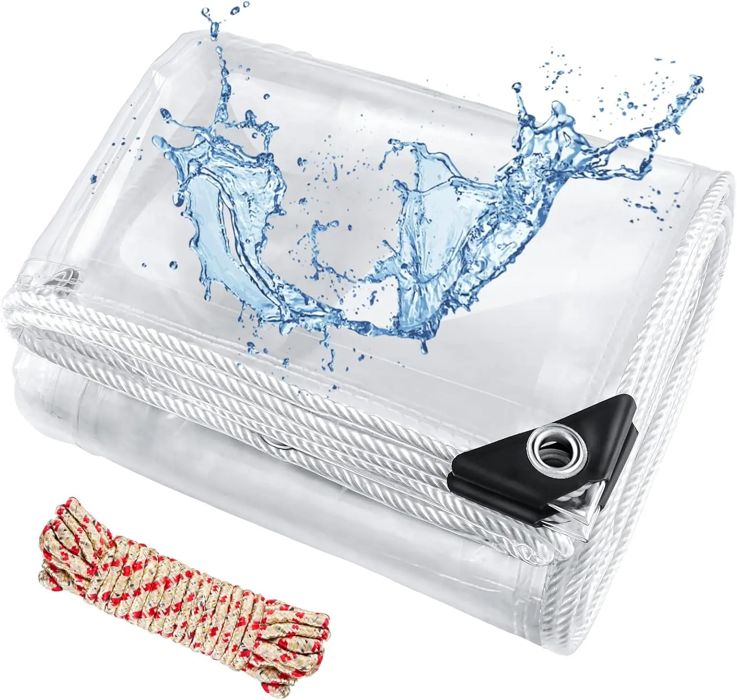 

Clear Tarps with Grommets 6x8ft, PVC Vinyl Clear Tarp Heavy Duty Waterproof 20Mil Winter Pation Porch Enclosure Panel, Transpare