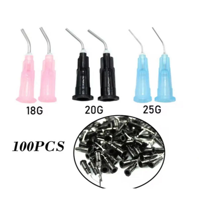 1000PCS 20 GAUGE PRE BENT FLOW DENTAL NEEDLE TIPS black FOR ETCH dental material