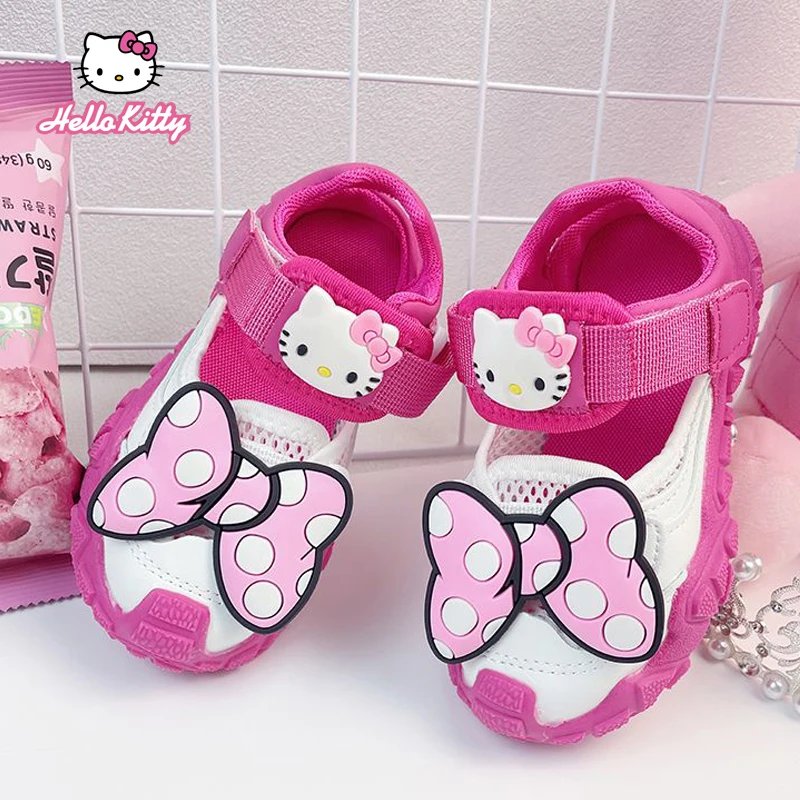 Anime Kawaii sanirios Hellokittys Kuromi Kids Toe sandali da spiaggia Boy Baotou Hollow scarpe sportive ragazze suola morbida scarpe da spiaggia