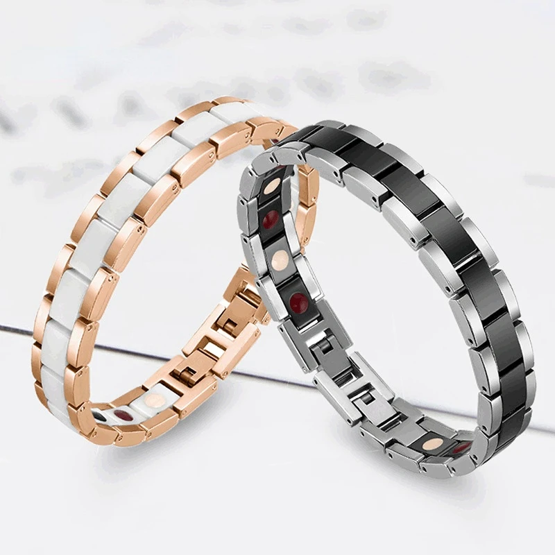 Titanium Steel Ceramic Magnetic Negative Ion Energy Bracelet Far-infrared Germanium Anti-radiation Anti-oxidation Bracelets