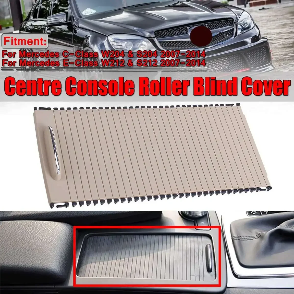 Car Center Console Cover Cup Holder Roller Blind W204 Cover For Mercedes C-Calss W204 S204 E-Class W212 S212 C180 C200 2007-2014