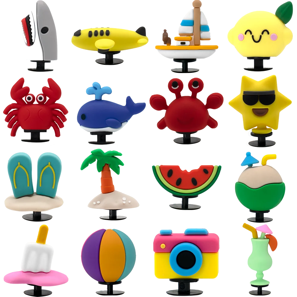 

1PCS Summer Style 3D Shoe Charms Crab Sailboat Beach Volleyball Shoe Buckle Accessories Pins for Fashion Women Men Slippers