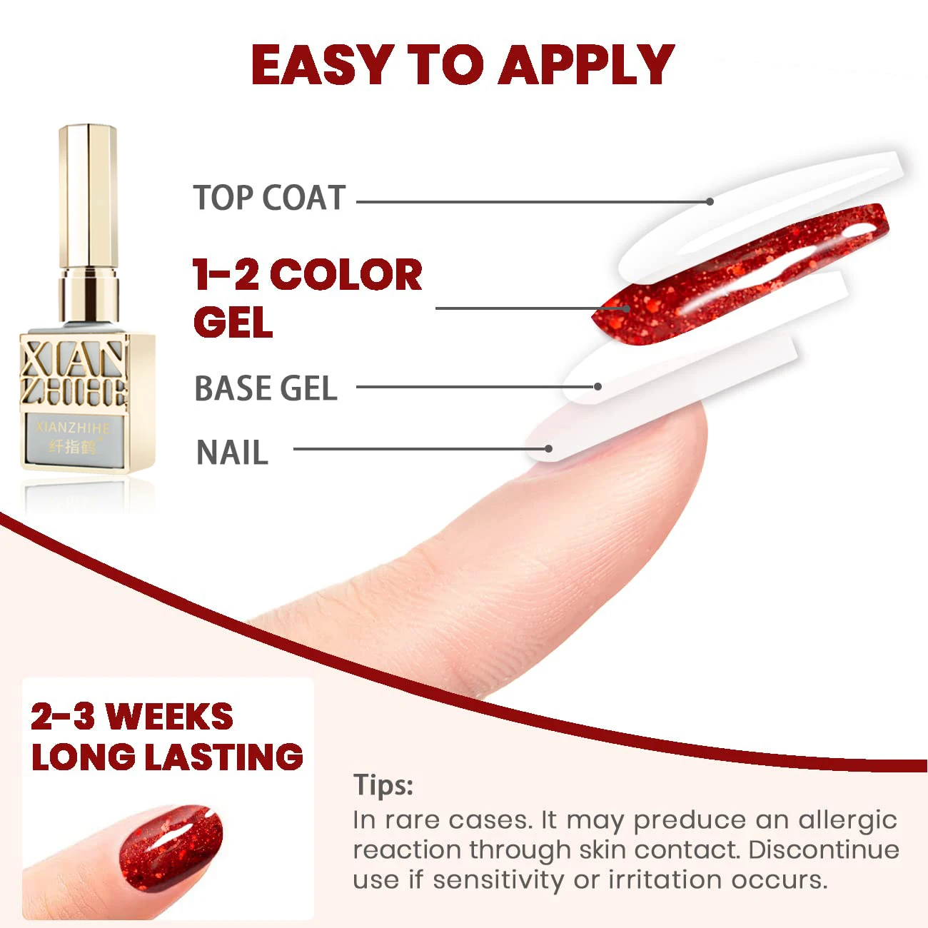 XIANZHIHE Red Chunky Glitter Diamond Reflective Gel Nails Polish Sparkling Shimmer Soak Off Manicure Nail Art For Salon