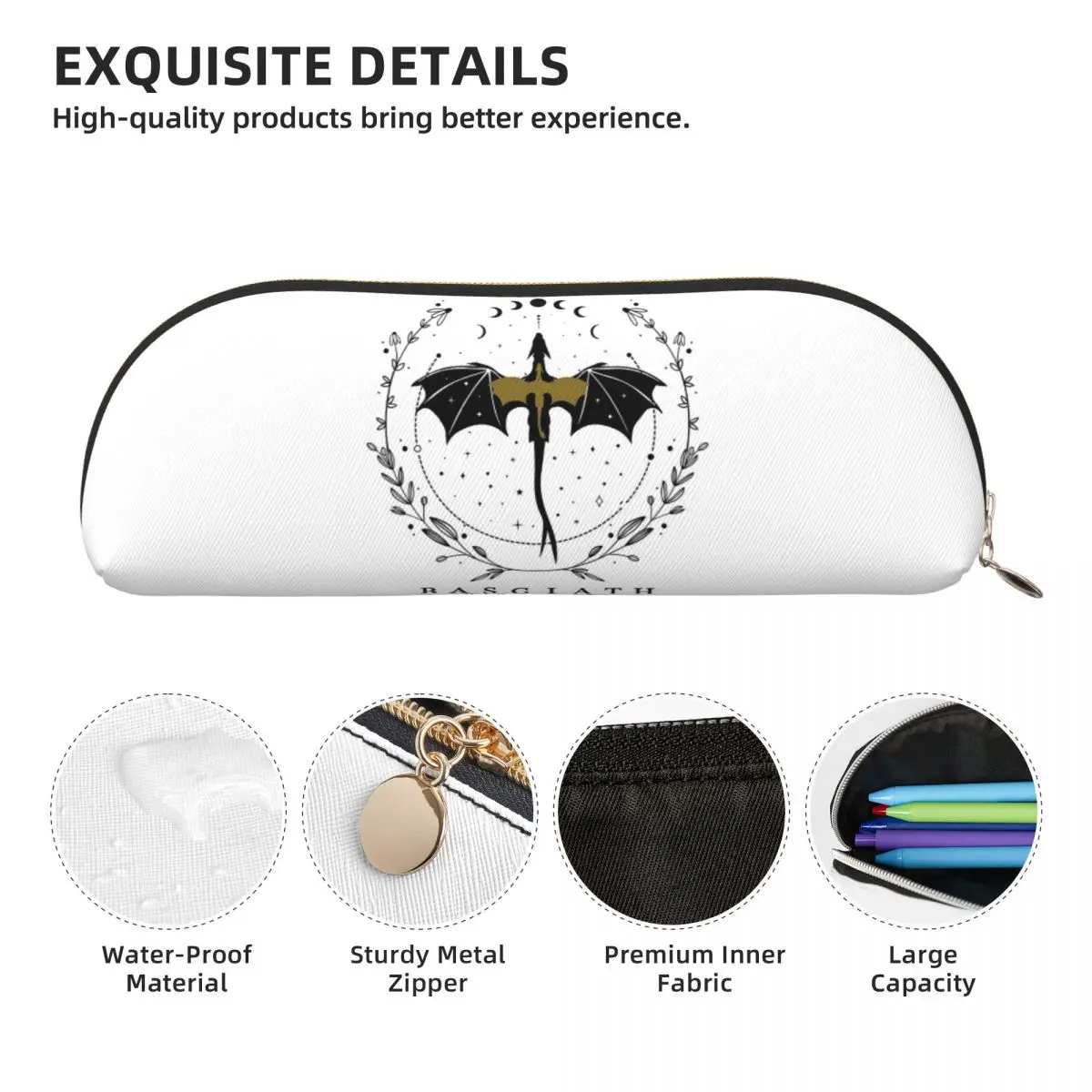 Basgiath War College مقلمة حامل أقلام تخزين لوازم القرطاسية سعة كبيرة صندوق القلم حقيبة أقلام رصاص للبنين بنات مدرسة