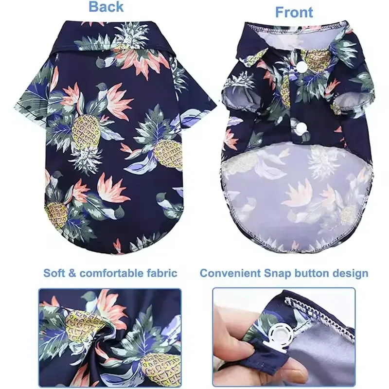 الحيوانات الأليفة الصيف تي شيرت هاواي نمط تنفس الكلب الشاطئ قميص الحيوانات الأليفة الملابس بلوزات كول شجرة جوز الهند الأناناس الكلب قمصان القط P