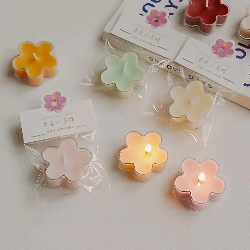 Flower Candle 4h Tea Light Scented Candle Aromatherapy Soy Wax Candles Wedding Birthday Candle Party Home Decoration