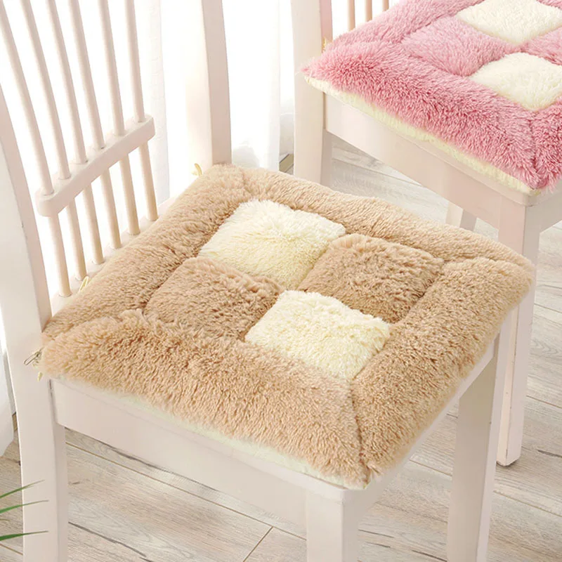 New Thickened Plaid Two-Color Cushion Nordic Super Soft Plush Winter Seat Cushion Comfortable PP Cotton Filled Home Decoration