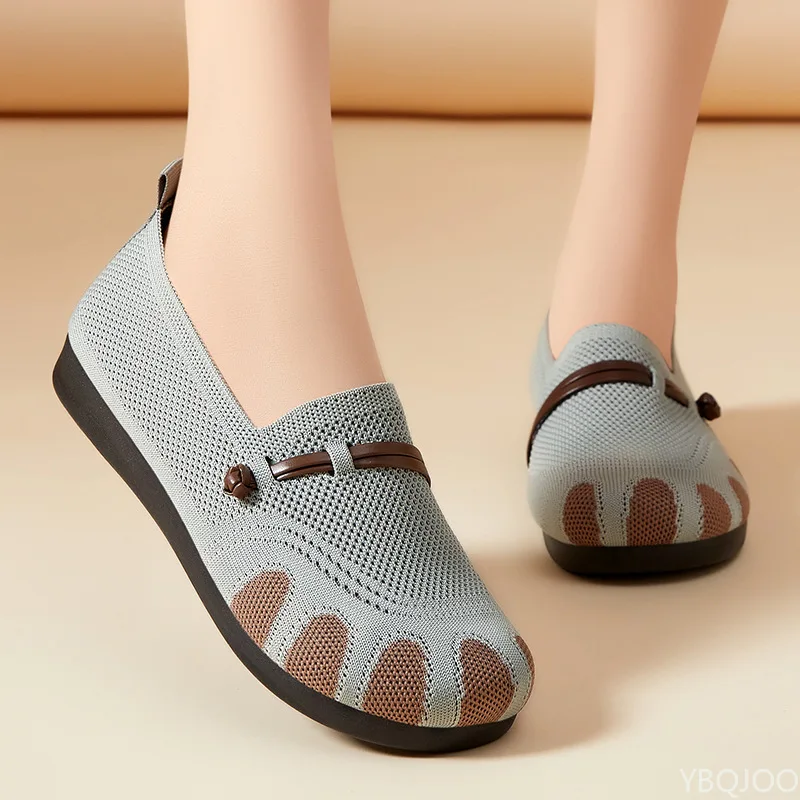 レディース 春秋 カジュアル 快適 フラットシューズ 浅口 メッシュシューズ ソフトソール 軽量 通気性 レディースシューズ