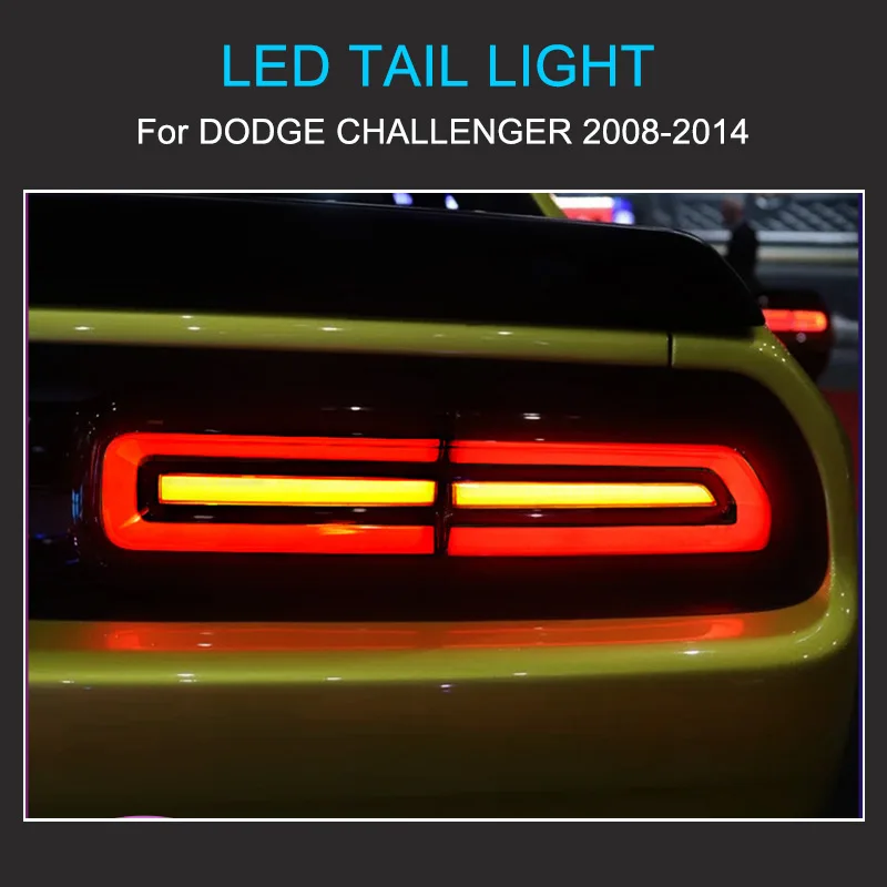 Zespół świateł tylnych LED do Dodge Challenger 2008-2014 Światła tylne Plug and Play z czerwoną / żółtą dynamiczną lampą tylną LED