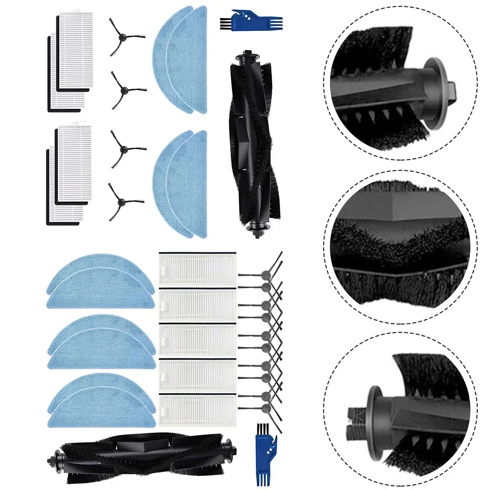 Accesorios de repuesto de filtro de fregonas de cepillo lateral principal para Tikom G7000 G6000, cepillo de rodillo de aspiradora, paños de fregona