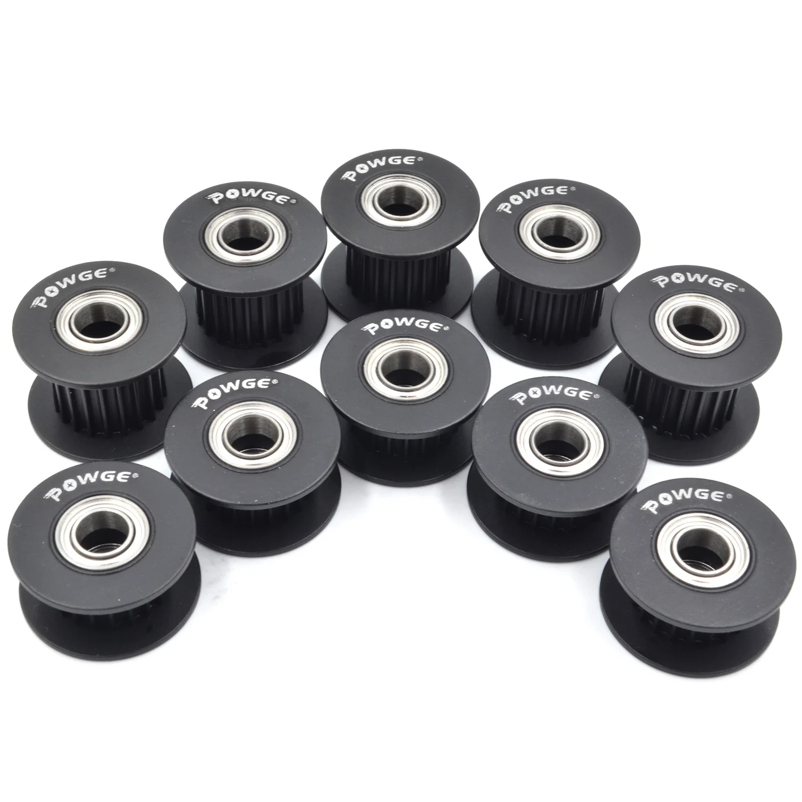 Powge 2M 2GT 20 Gigi Sinkron Wheel Idler Pulley Bore 3/4/5 Mm dengan Bantalan Hitam untuk GT2 Timing Belt Lebar 6 Mm 20 Gigi 20 T