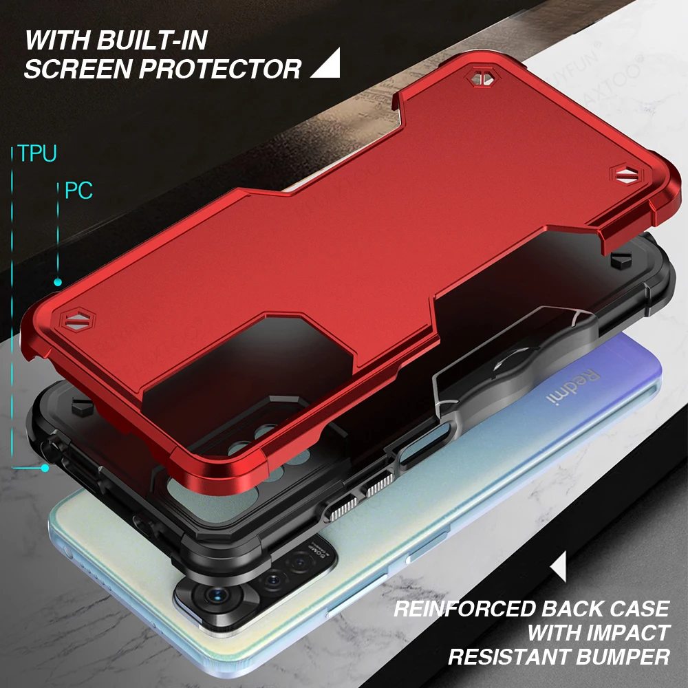 PC Hard Shockproof Armor Case For xiaomi redmi note 11 case redmi 10c 11t poco x4 m4 pro x3 Soft Tpu Camera Protect Cover Coques