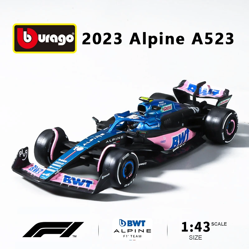 Bburago 1:43 F1 Renault Alpine A523 10 Guthrie 31 Ocon, литая под давлением модель автомобиля из сплава, игрушка для гонок, коллекционные подарки для детей