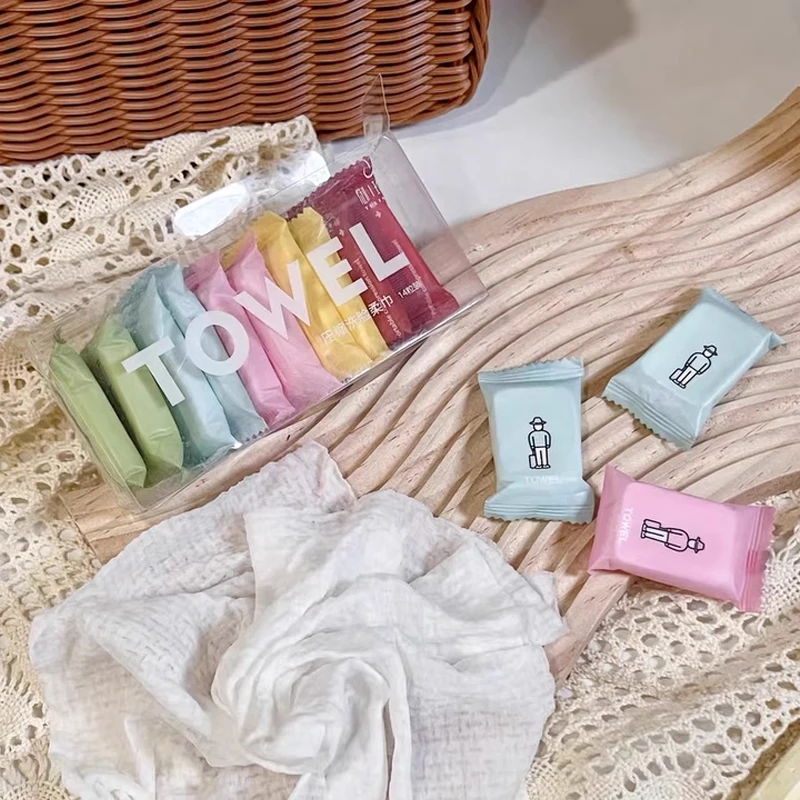 Compact Towel - Disposable 100% Cotton Travel Face Towel - Portable Travel Size - Business Trip Convenience