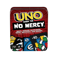 UNO Show ‘Em No Mercy Tin Box 168Pcs Card Game in Storage Travel Tin For Kids, Adults Family Nights Parties Christmas Gift