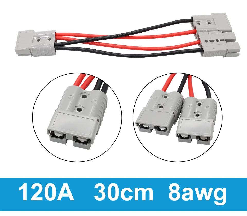 OMCH 50A 10awg/120A 8awg 1to2 Splitter 30cm Draht Stecker Hochstrom Solar Batterie Verlängerung Ladekabel – Detail 7