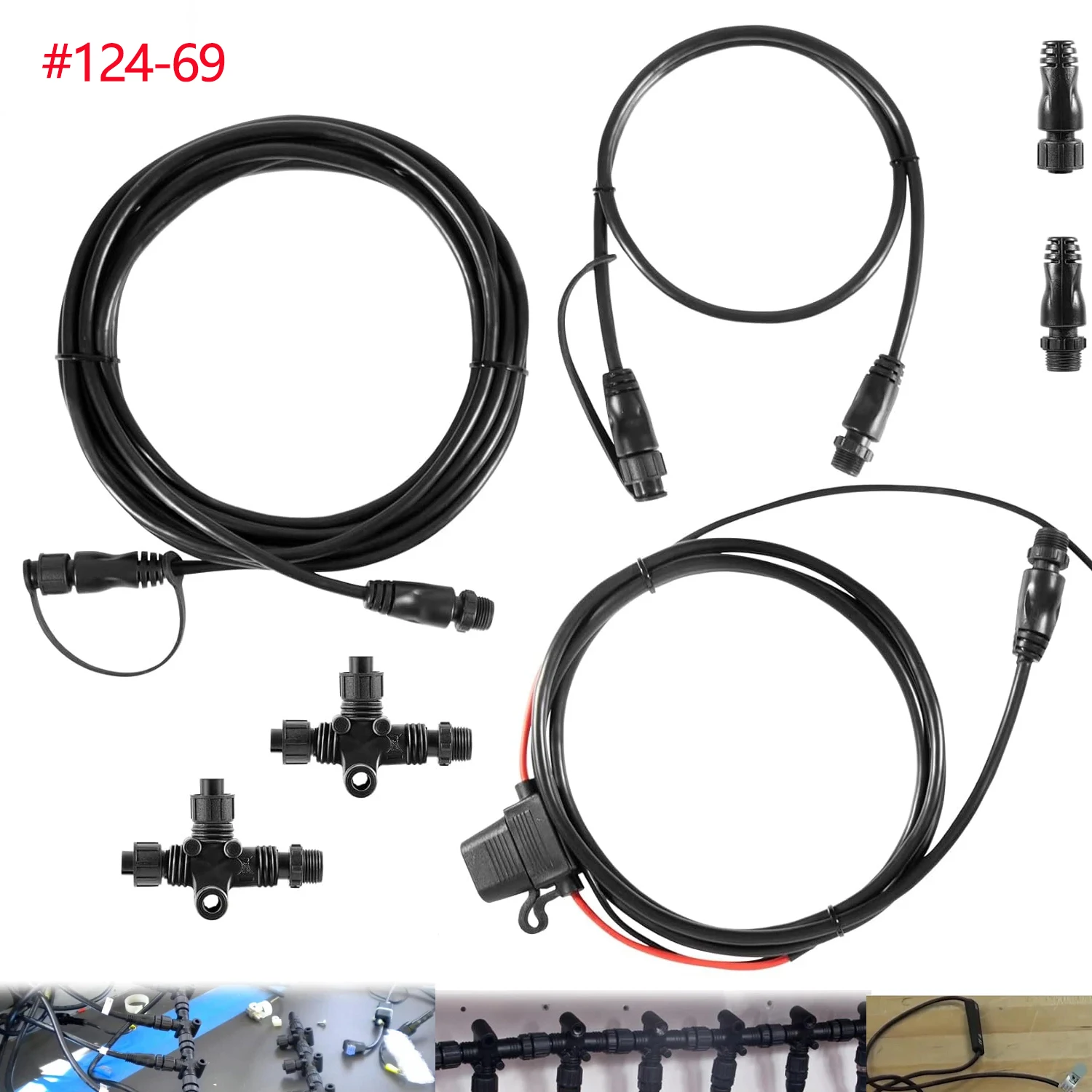 124-69 NMEA Network Starter Kit,NMEA 2000 Node Terminators, NMEA2000 Connection with T Connector Replace OEM 124-69