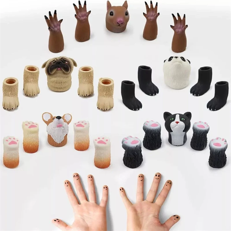 1 Set Fingerpuppe Tiere Eichhörnchen Hand Finger Geschichte Puppen Spiel Katze Welpen Panda Finger Puppen Spielzeug Für Kinder Geschenke