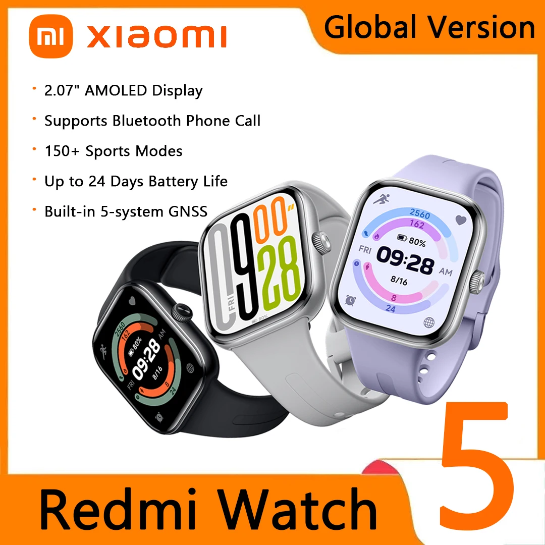 

Глобальная версия Xiaomi Redmi Watch 5, Bluetooth-вызовы, 2,07 дюйма, AMOLED, 150+ спортивных режимов, 5 АТМ, водонепроницаемые, 5 систем GNSS Smartwatchwes