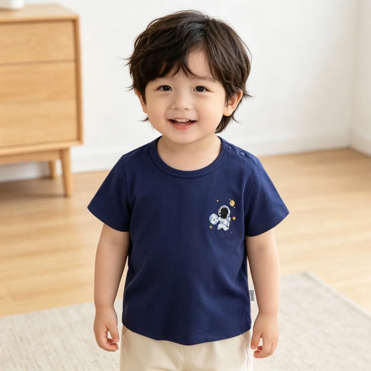 1-2Y Baby Unisex Summer Lightweight Moisture-wicking Graphic Tee Newborns Pure Cotton Breathable Casual Wear Short Sleeve Top