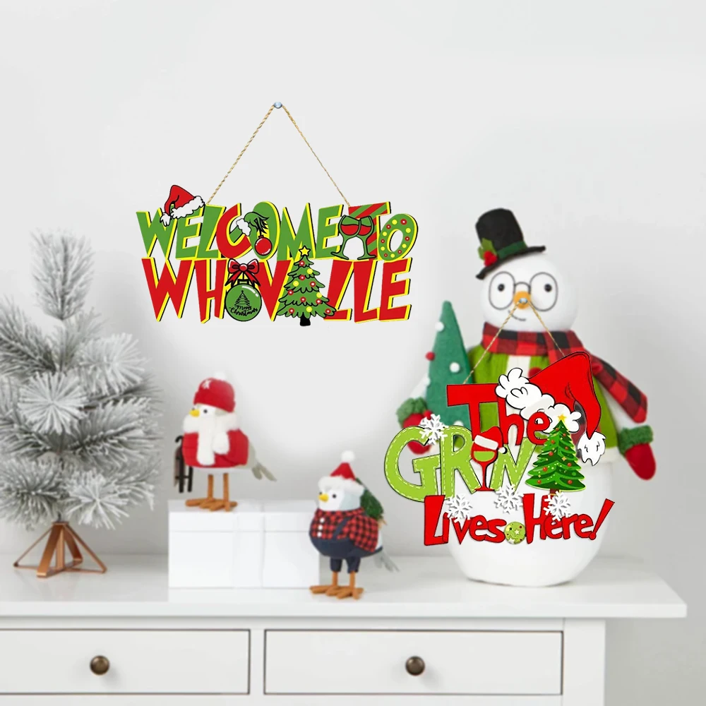 1 Stück Weihnachts-Holzschild, Weihnachts-Haustür zum Aufhängen, Weihnachtsbaumschmuck, Partydekorationszubehör