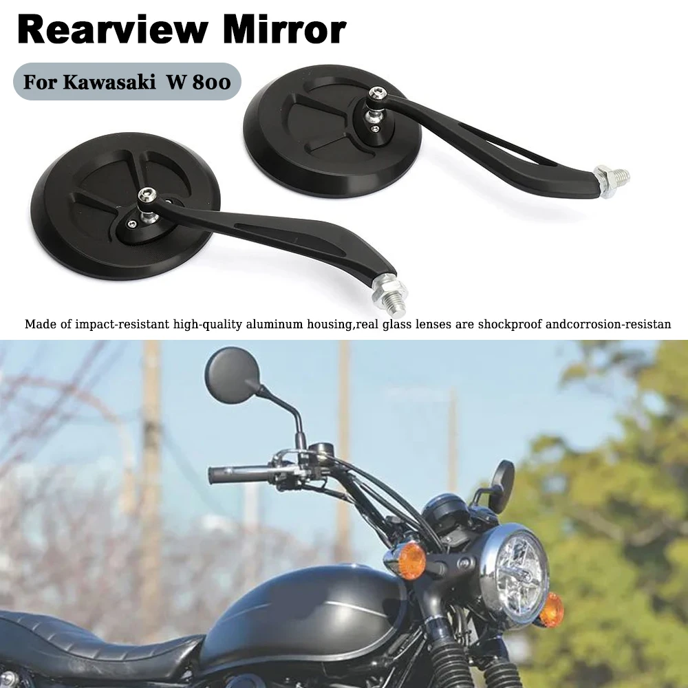 

Motorcycle Accessory Side Rearview Mirror For Kawasaki W 800 W800 w800 Aluminum Adjustable Rear View Mirror Clear/Blue lenses