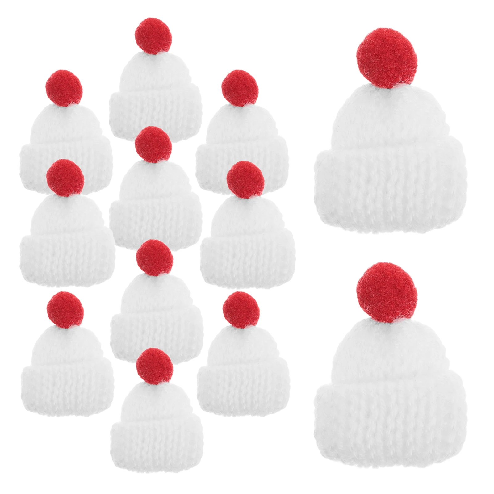

12pcs Mini Santa Hat Tiny Christmas Knit Hats for Craft Accessories DIY Projects Tree Ornaments Soft Yarn Material Gifts