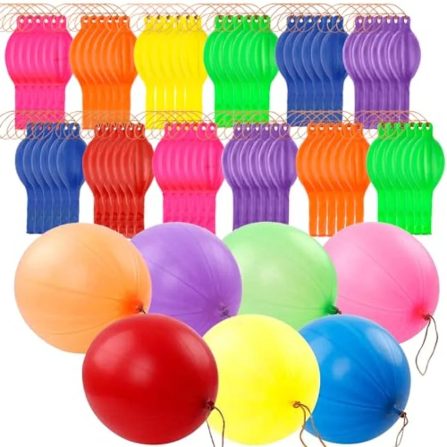 

80 Punch Balloons Party Favors for Thickened Heavy Duty Neon Punching Bounce Balloon for Birthday Goodie Bag Stuffers Exciting