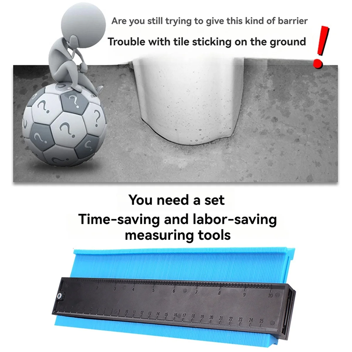 AA8710 بوصة كفاف مقياس الناسخ سيراميك السجاد قطع قالب الملف الشخصي قياس زاوية حاكم كفاف الناسخ