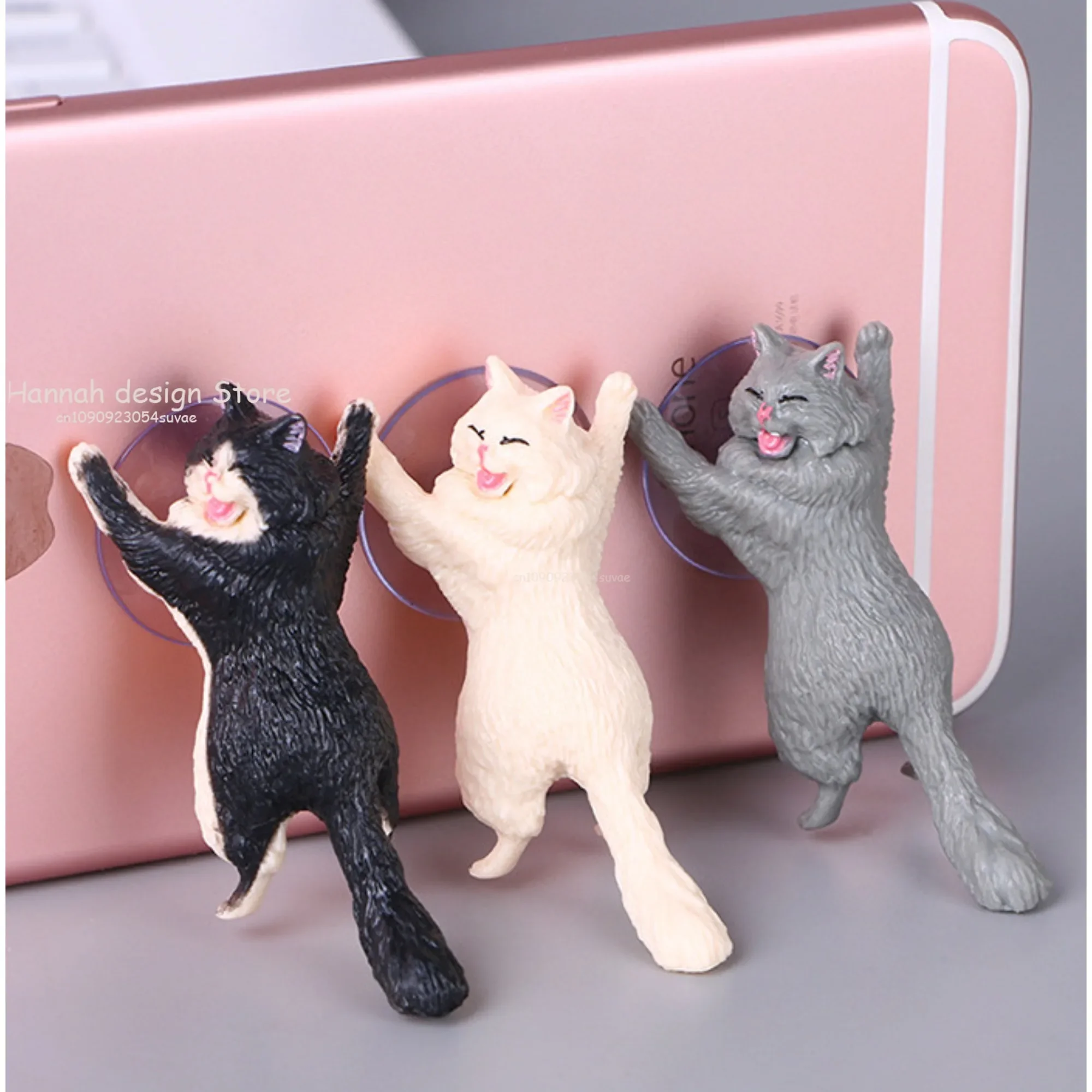 Cute Cat Phone Holder Tablets Desk Sucker Support Resin Mobile Phone Stand Holder Sucker Design Animal Holder For Smartphone