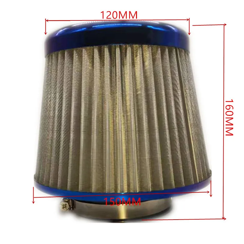 76MM 3-Inch Car Baking Blue Air Filter High Flow Intake Filter Intake Filter Sports Power Mesh Cover Cold Air Intake Kit