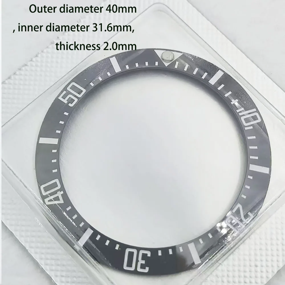 Suitable for ceramic ring, black green ghost case, bezel mouth, digital scale ring, watch outer ring accessories, diameter 40mm