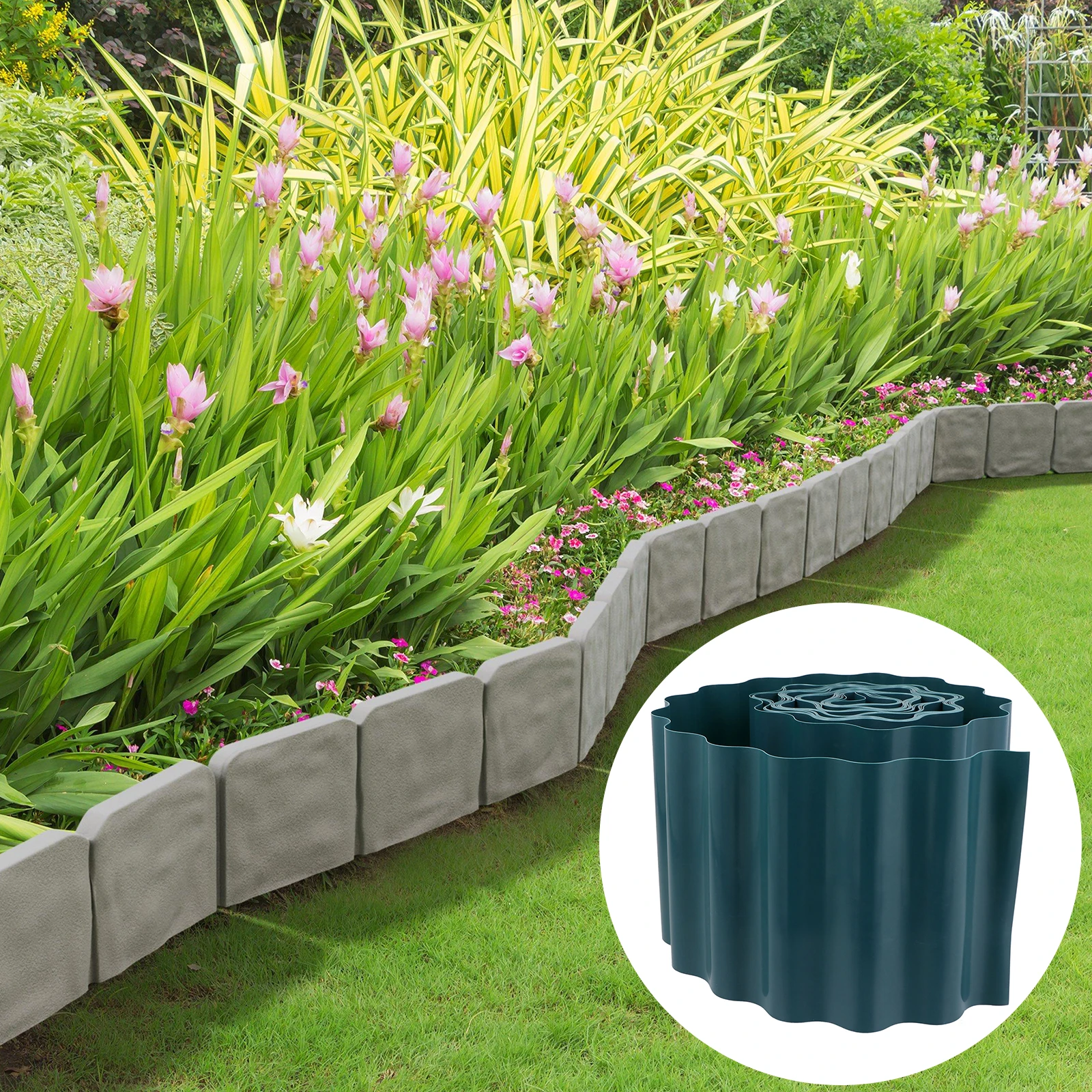 

Small Garden Fence Border Landscaping Edging Hemming Green Plastic Flower Bed Toddler