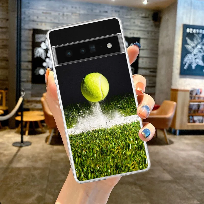 Tennis Ball Phone Case For Google Pixel 8 7 6 Pro Soft TPU Shell For Pixel 6A 5 4 5A 4A 3A XL 5G Silicone Shockproof Clear Cover image 3