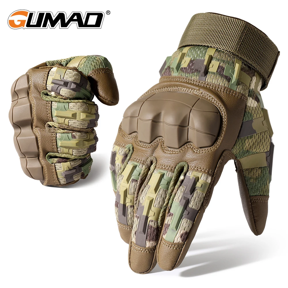 Touch Screen Cycling Gloves Leather Tactical Airsoft Hunting Shooting Hiking Bicycle Outdoor Sports Riding Protective Gear Men