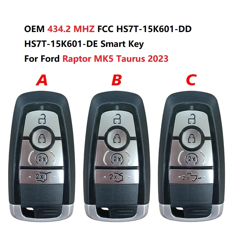 CN018098 OEM 434.2 MHZ FCC HS7T-15K601-DD/HS7T-15K601-DE Smart Key For Ford Raptor MK5 Taurus 2023 49 Chip  Keyless Go