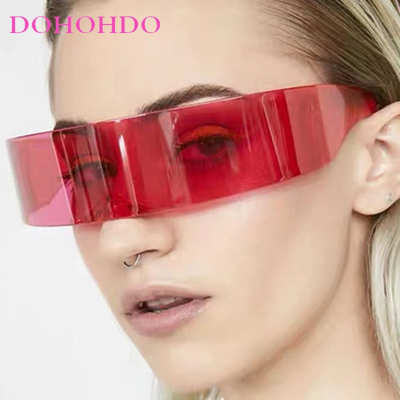 Y2K One - Piece Rimless Punk Women Sunglasses Luxury Brand Designer Men Sunglass Street Photography Travel Party Goggles UV400