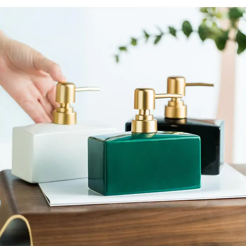 Ceramic Soap Dispenser Bathroom Accessories Hand Sanitizer Bottle Hotel Club Holder Rectangular Lotion Press