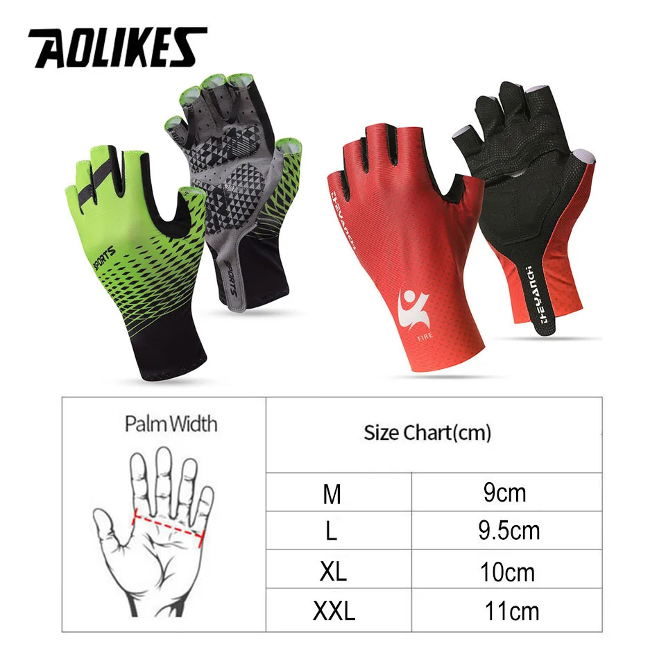 AOLIKES Cycling Half-finger Gloves Anti-slip Bicycle Mitten Men\'s Cycling Fingerless Gloves MTB Road Bike Summer Short Gloves