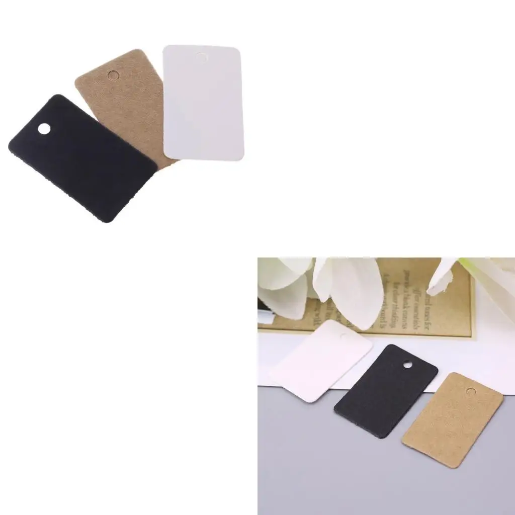 62KD 100pcs Kraft Paper Gift Cards Hang Tags Jewelry Labels Tag Craft Decor 2x3.3cm