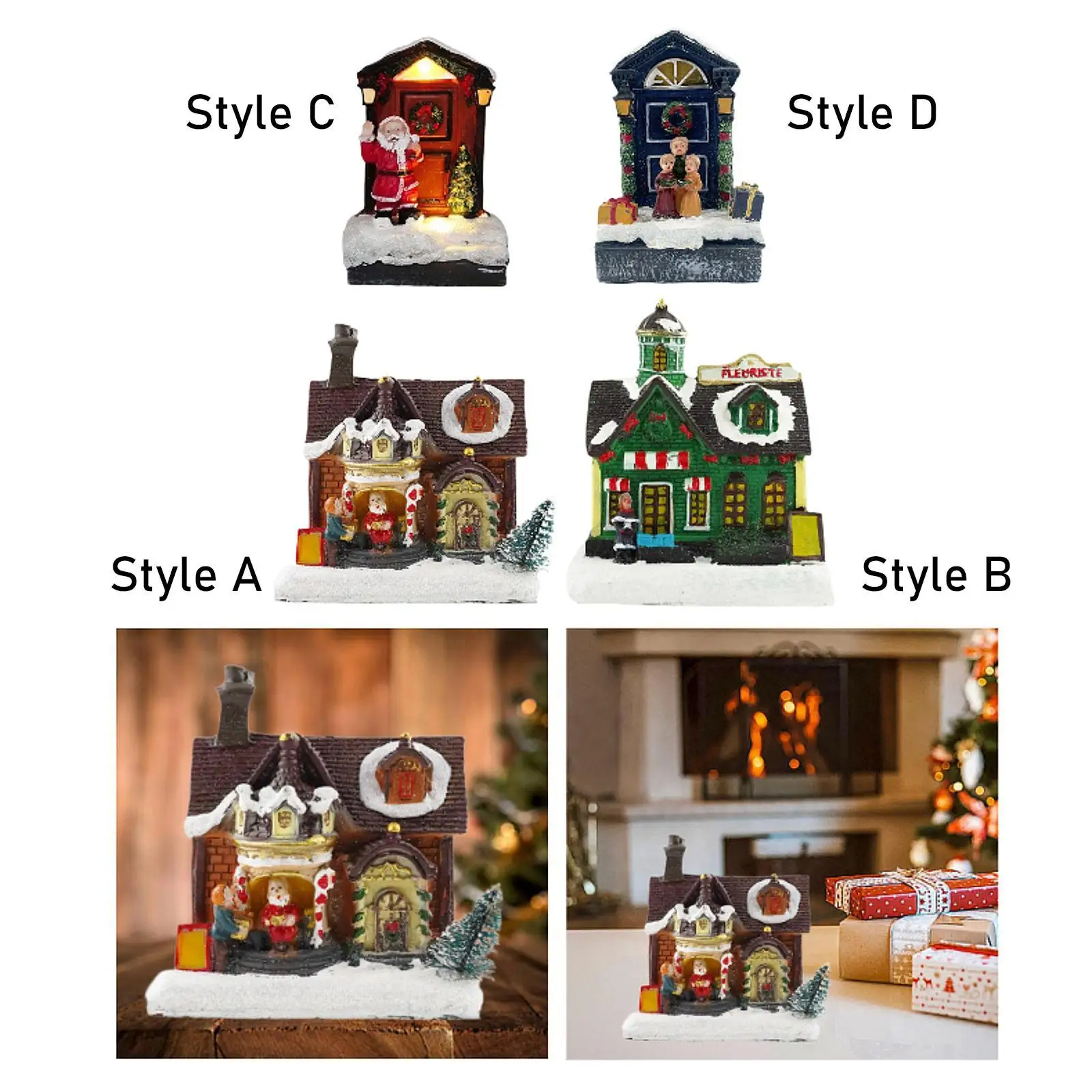 Lighted up Christmas Village House Xmas Ornament for Party Supply Livingroom