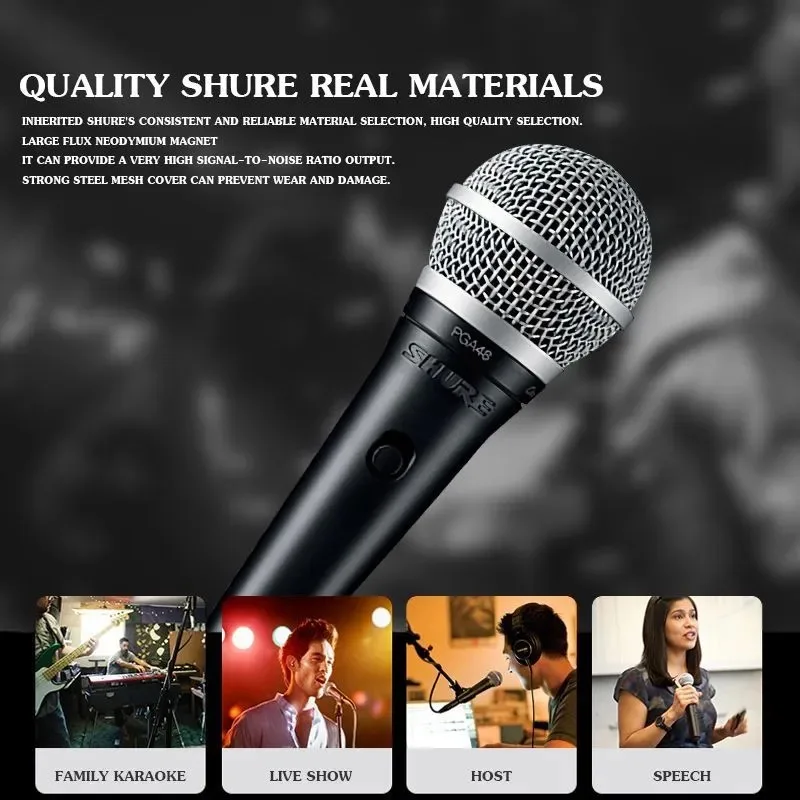 Shure PGA48 Cardioid Dynamic Microphone for Stage Singing Professional Wired Microphone for Shure Karaoke PGA48 Microphone