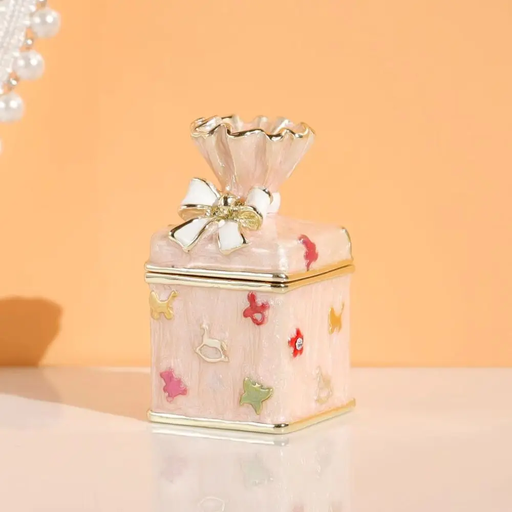 

Storage Container Zinc Alloy Jewelry Box Pink Candy Mini Size Candy Canister Dry Sealed Enamel Color Storage Box Candy Storage