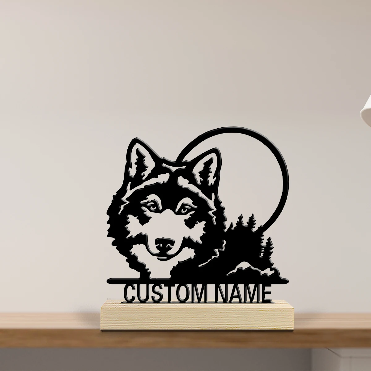 1pc Metal Desktop Ornaments and Decorations Custom Name Equipped with Wooden Base Desktop Decorations,Office Decorations