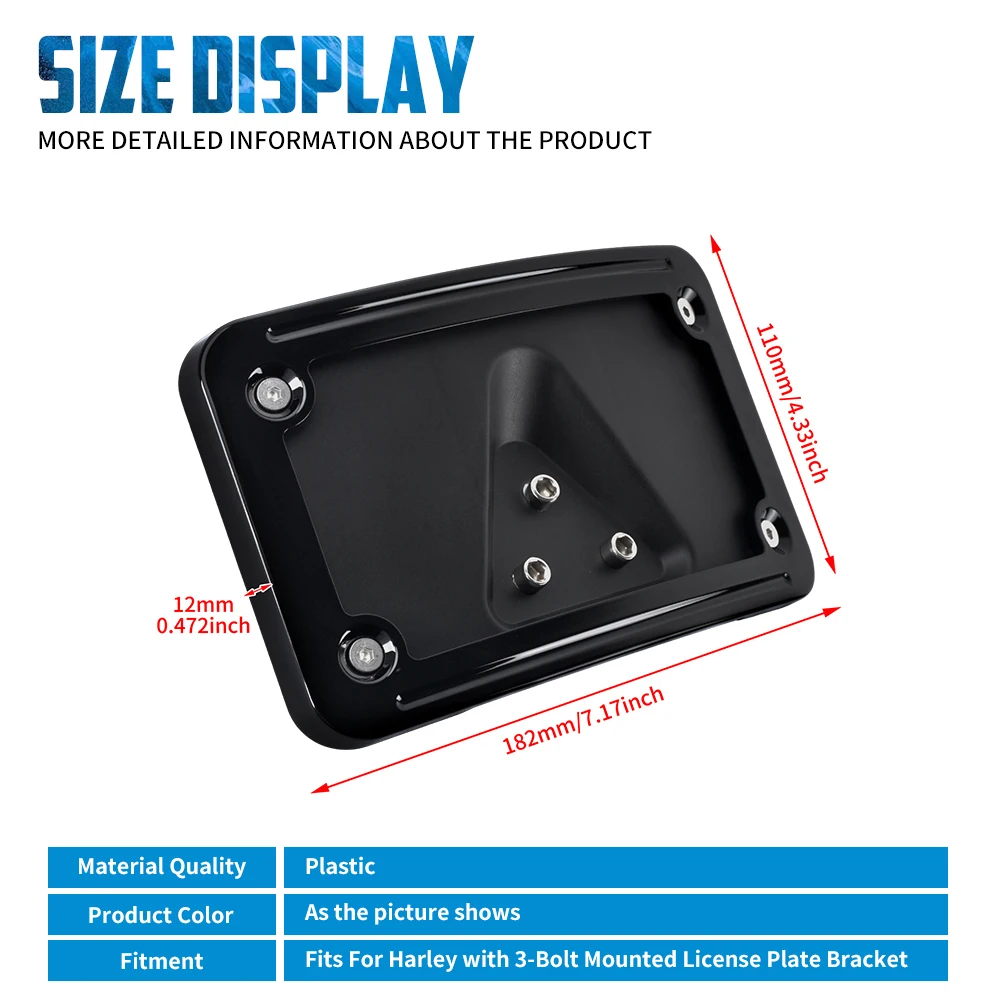 دراجة نارية لوحة ترخيص قوس منحني وضع 3 ثقوب تصاعد إطار حامل ل هارلي سوفتيل FL سبورتستر XL داينا التوائم الكبيرة #5