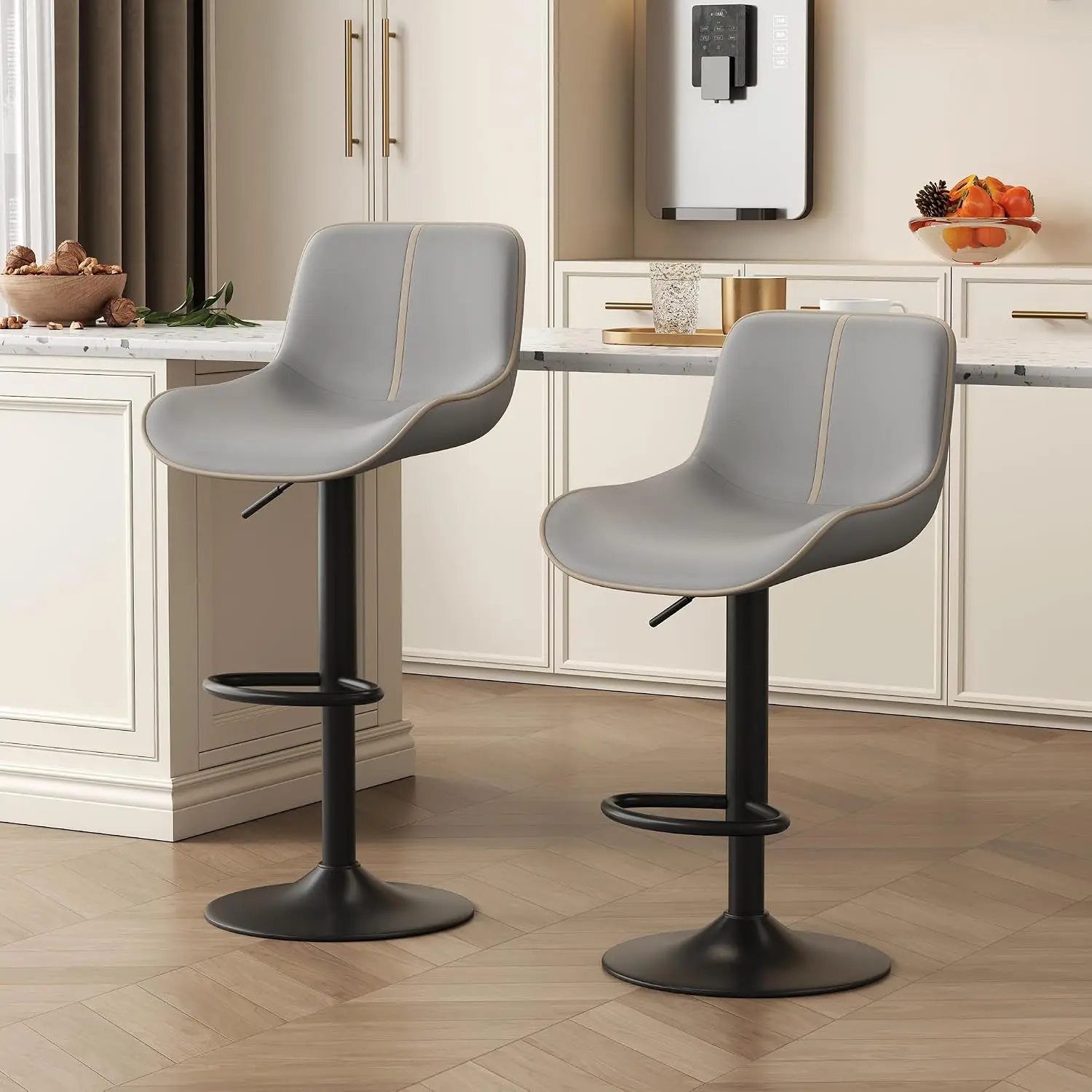 Bar Stools Set of 2,Swivel Barstools Adjustable Counter Height Bar Stool,Faux Leather Bar Stool Chairs with, Customized