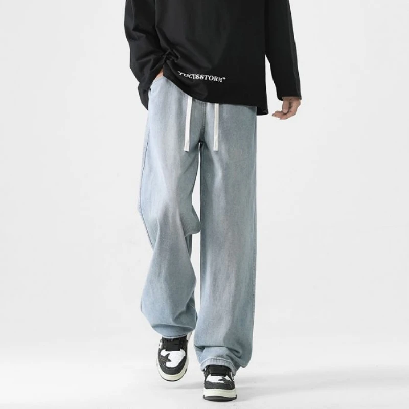 

Men's Oversized Autumn Loose Casual Stretch Slightly Flared Jeans Black Spring And Autumn American Wide Leg Straight Leg Pants