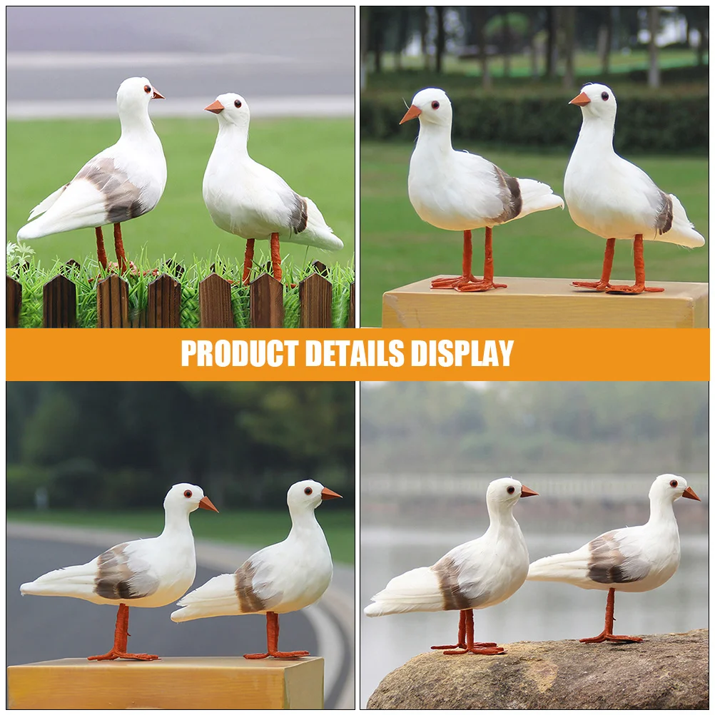 

2pcs Seagull Ornament Small Foam Bird Statue Nautical Style For Home Garden Desktop Decoration Animal Sculpture Indoor Outdoor