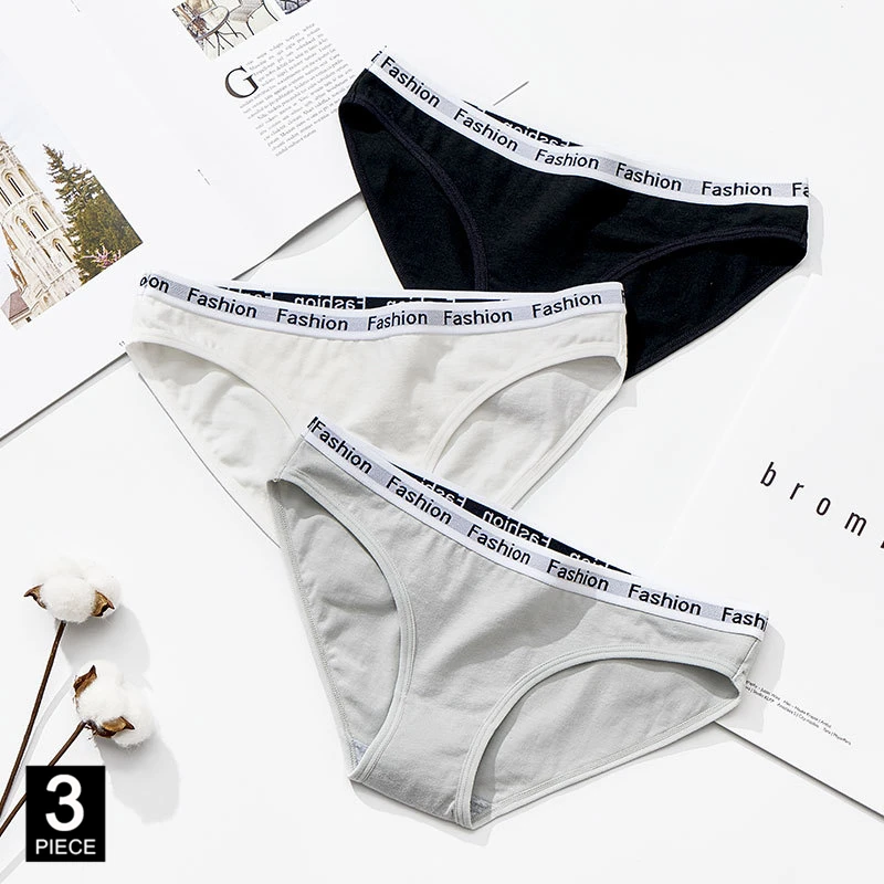 

Panties for Woman 3 Pcs Cotton Sport Soft Briefs Sexy Fashion knickers Girls Underpants Set Solid Color Underwear