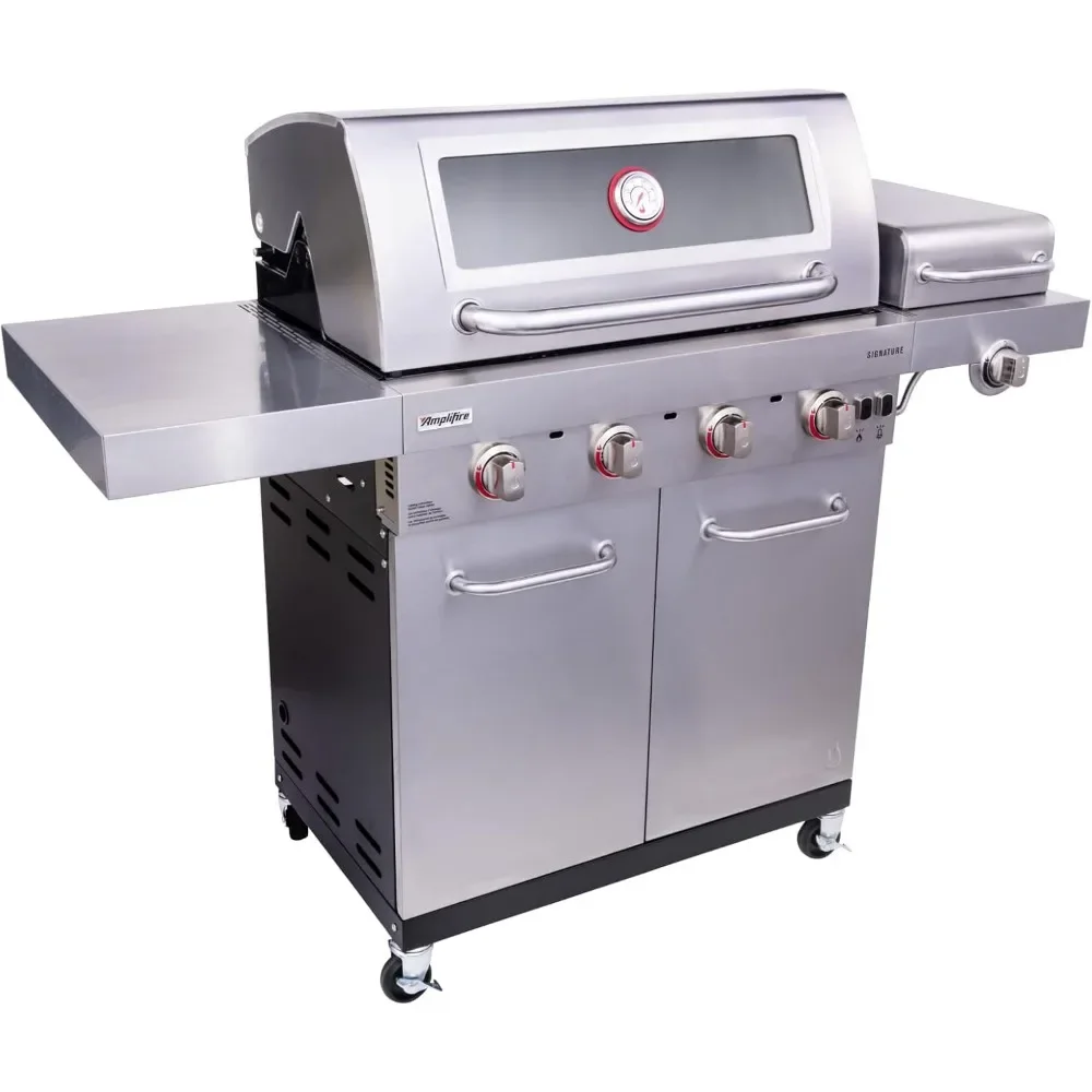 Signature TRU-Infrared 4-Burner Cabinet-Style Windowed Gas Grill, firepit  bbq 22.5 x 58.8 x 47.2 inches